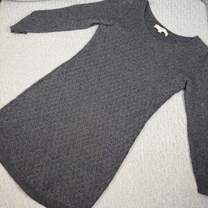 LOFT Charcoal Textured Long Sleeve Dress